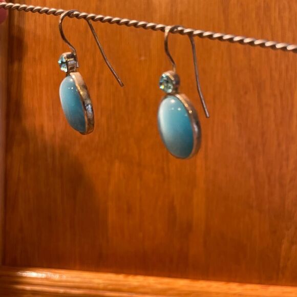 Sterling Blue Tigers Eye Earrings - Picture 5 of 11